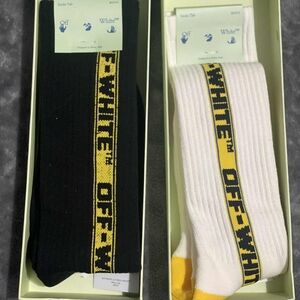 Off-White Black and White Socks with Yellow Accents